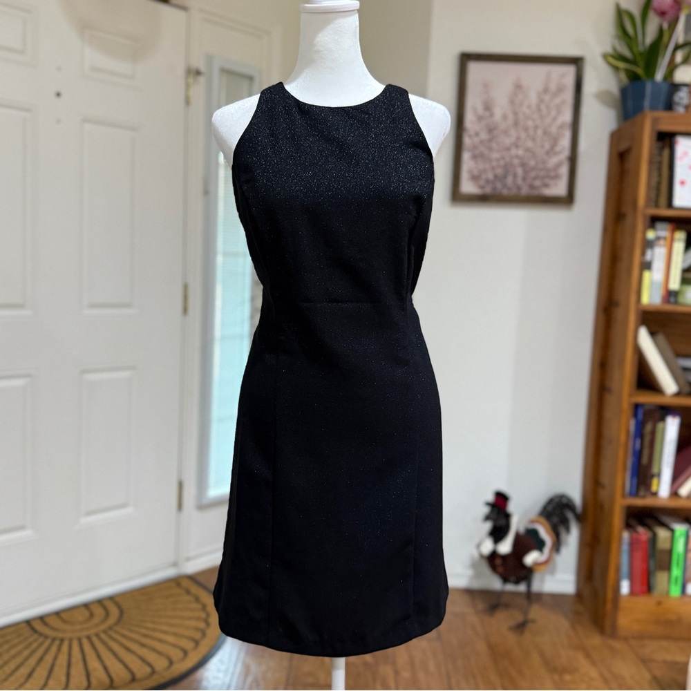 Vintage Lisa Jo Black Shimmer Open-Back Cocktail Dress | Size Small (Tagged 11)